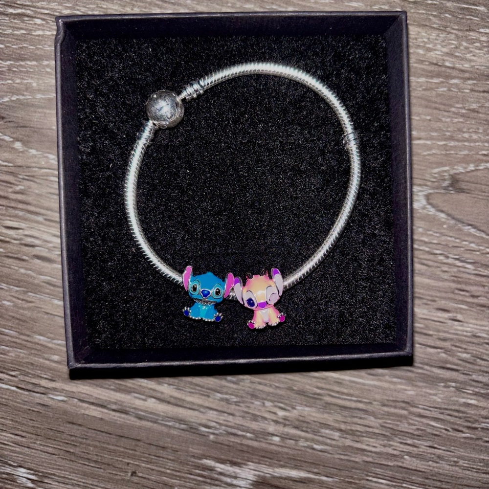 Silver Pandora Bracelet with Stitch Charms
